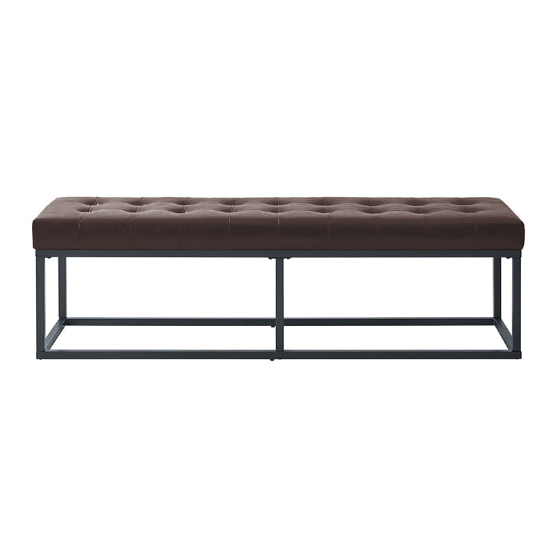Banc capitonné en cuir végétalien avec pieds en métal | Noir / Beige / Marron / Camel | Simple