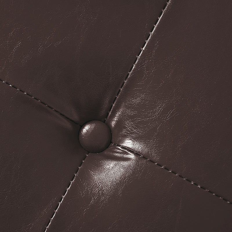 Banc capitonné en cuir végétalien avec pieds en métal | Noir / Beige / Marron / Camel | Simple