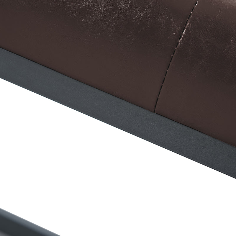 Banc capitonné en cuir végétalien avec pieds en métal | Noir / Beige / Marron / Camel | Simple