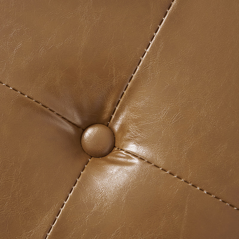 Banc capitonné en cuir végétalien avec pieds en métal | Noir / Beige / Marron / Camel | Simple