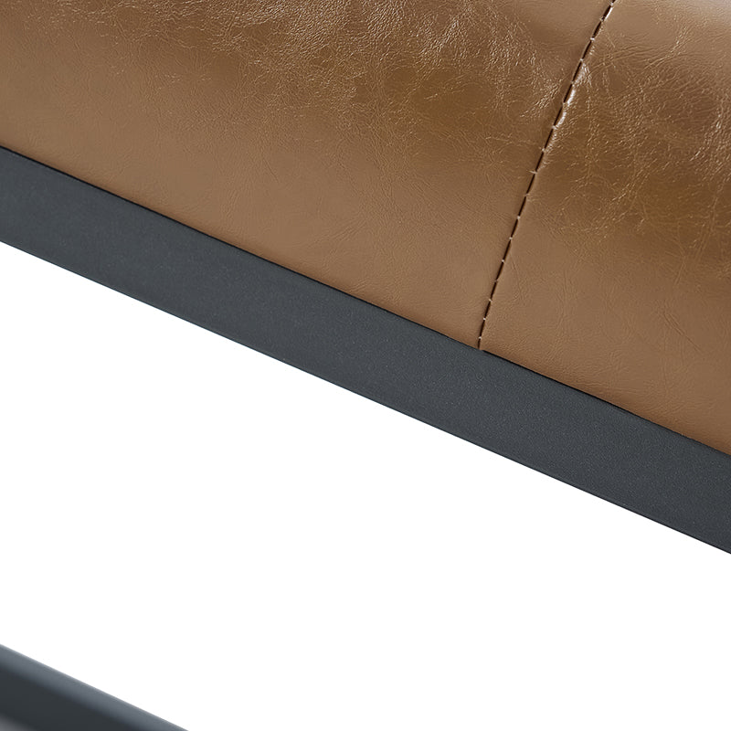 Banc capitonné en cuir végétalien avec pieds en métal | Noir / Beige / Marron / Camel | Simple