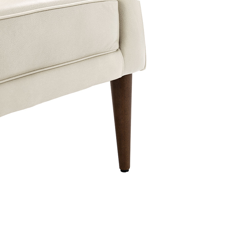 Fauteuil crapaud capitonné en cuir véritable avec pieds en hévéa et accoudoirs encastrés | Noir / Bleu marine / Camel / Beige | Une place