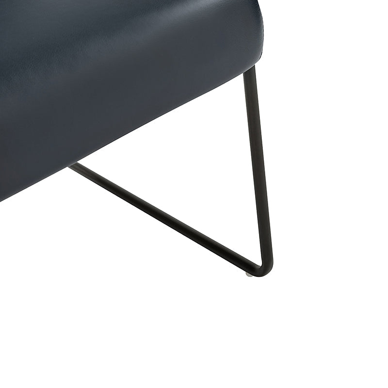 Fauteuil PU & Bouclette avec Accoudoirs Ronds en Bois Massif, Cadre Tubulaire en Métal et Pieds en Métal Noir | Bleu Marine / Gris / Turquoise / Ivoire | Monoplace