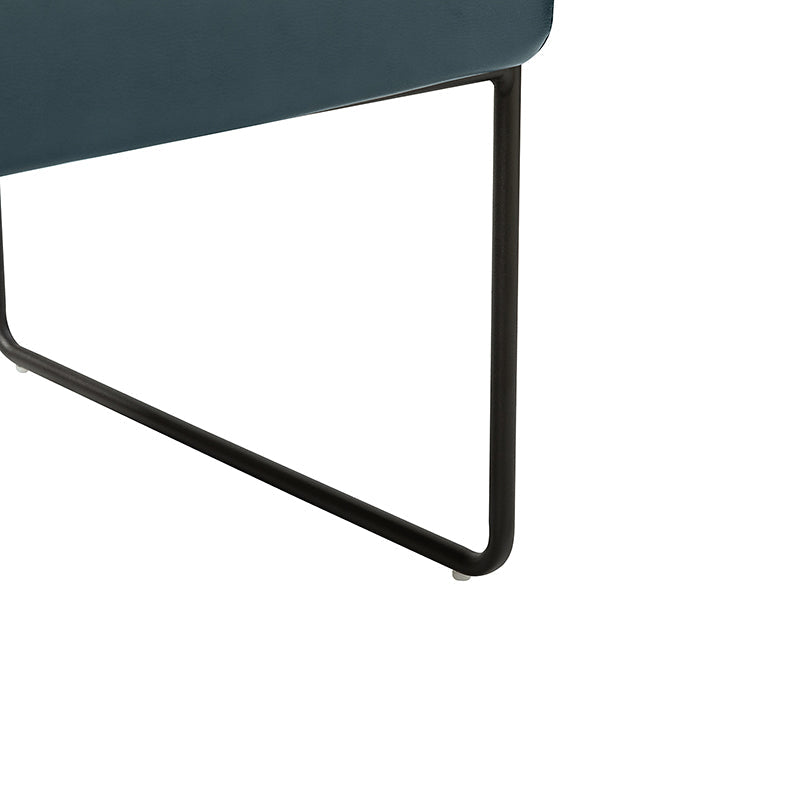 Fauteuil PU & Bouclette avec Accoudoirs Ronds en Bois Massif, Cadre Tubulaire en Métal et Pieds en Métal Noir | Bleu Marine / Gris / Turquoise / Ivoire | Monoplace
