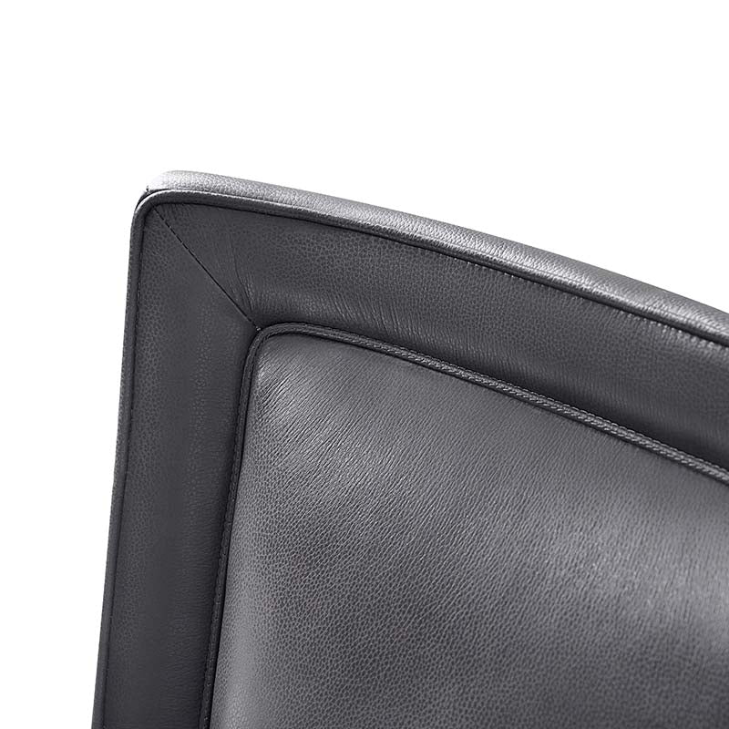 Fauteuil de bureau ergonomique en cuir véritable avec hauteur réglable, mécanisme d'inclinaison blocable et piètement en acier doré | Beige / Gris | Siège simple