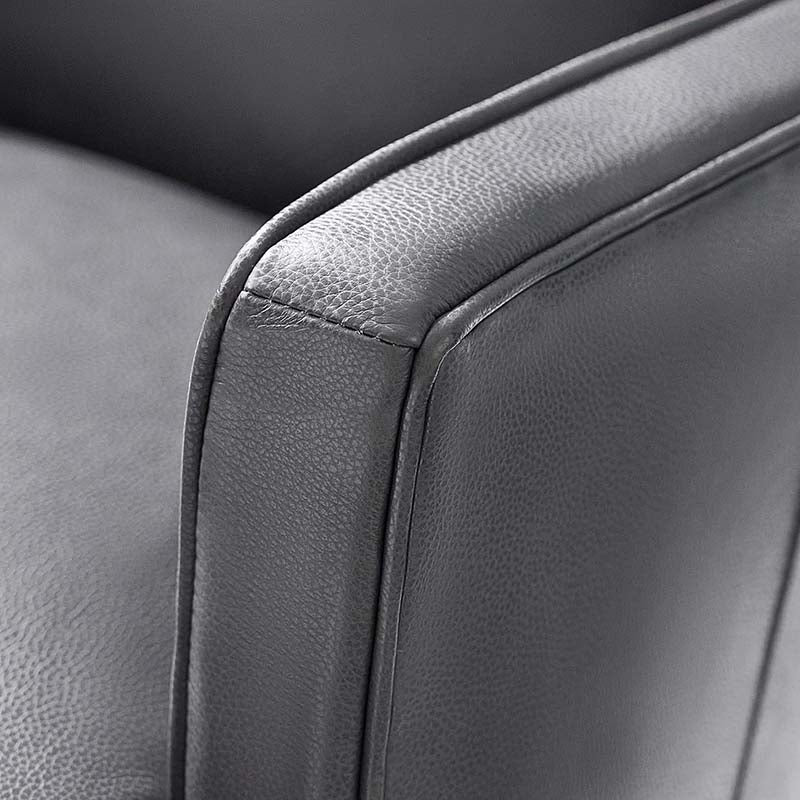 Fauteuil de bureau ergonomique en cuir véritable avec hauteur réglable, mécanisme d'inclinaison blocable et piètement en acier doré | Beige / Gris | Siège simple