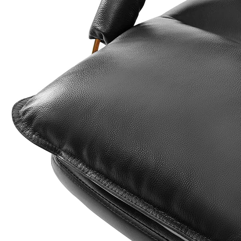 Chaise de Bureau Capitonnée en Cuir Véritable avec Hauteur Réglable, Pivotante à 360° et Piètement en Métal Doré | Marron / Camel / Noir | Siège Unique