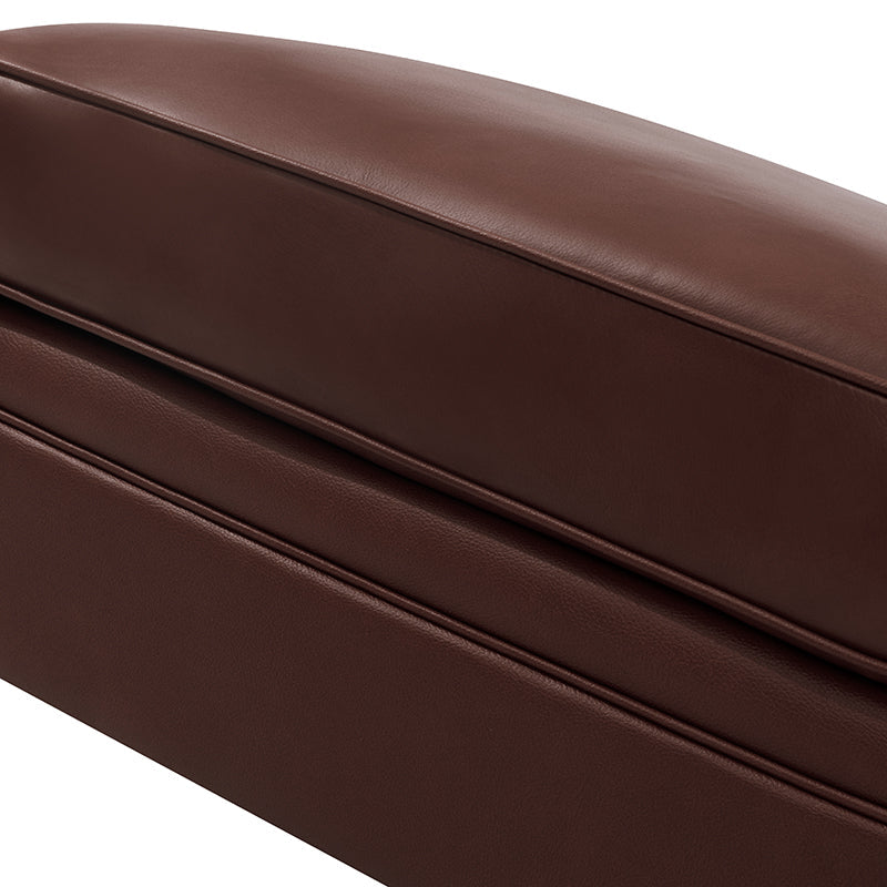 Ottoman en cuir véritable avec coussin amovible, base à ressorts et pieds en bois d'hévéa noyer | Noir / Chameau / Sauge / Marron / Marine | Simple
