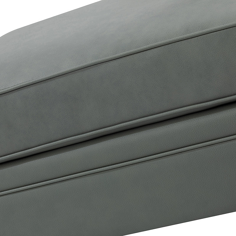 Ottoman en cuir véritable avec coussin amovible, base à ressorts et pieds en bois d'hévéa noyer | Noir / Chameau / Sauge / Marron / Marine | Simple