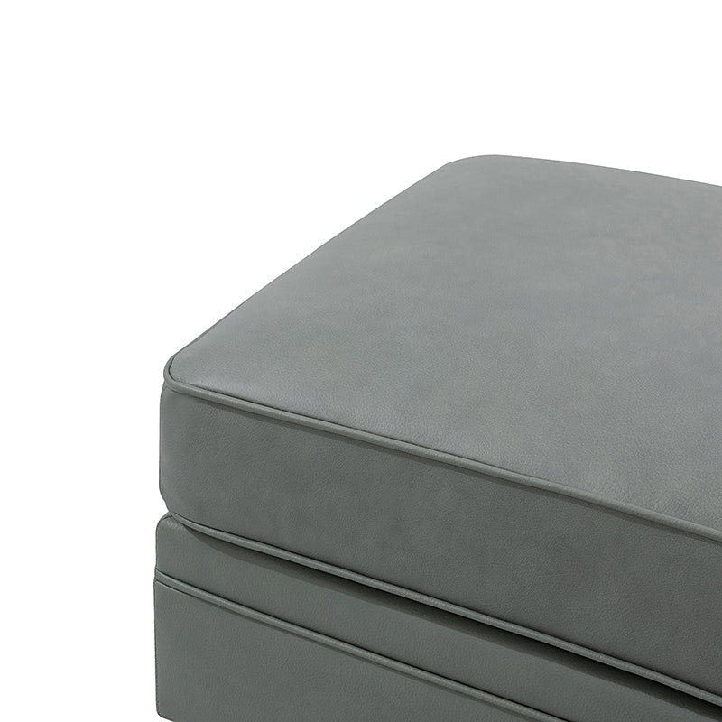 Ottoman en cuir véritable avec coussin amovible, base à ressorts et pieds en bois d'hévéa noyer | Noir / Chameau / Sauge / Marron / Marine | Simple