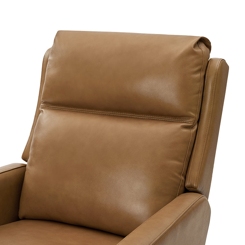 Fauteuil inclinable électrique en cuir véritable avec pivot, fonction à bascule et ports de charge USB-C | Camel / Gris / Bleu marine | Une place