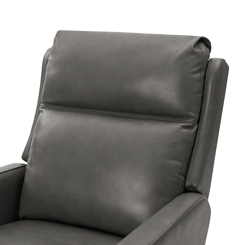 Fauteuil inclinable électrique en cuir véritable avec pivot, fonction à bascule et ports de charge USB-C | Camel / Gris / Bleu marine | Une place