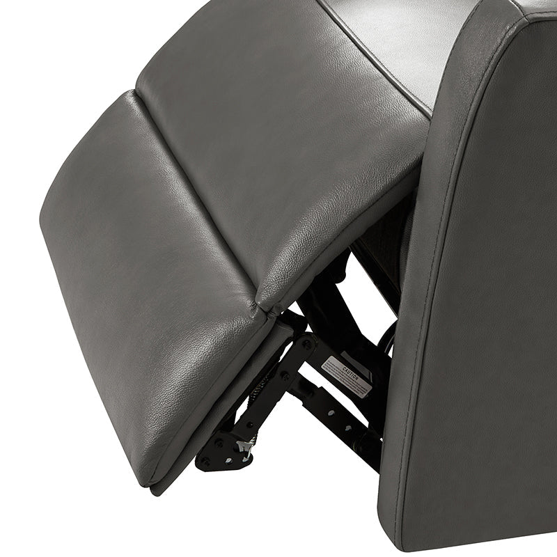 Fauteuil inclinable électrique en cuir véritable avec pivot, fonction à bascule et ports de charge USB-C | Camel / Gris / Bleu marine | Une place