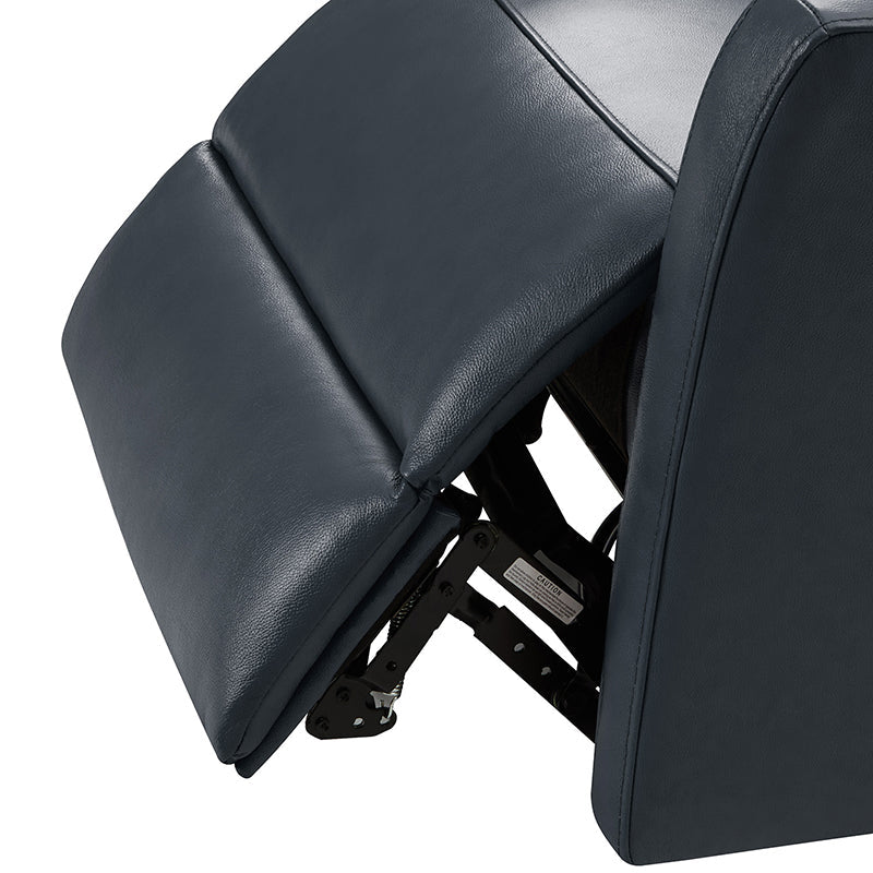 Fauteuil inclinable électrique en cuir véritable avec pivot, fonction à bascule et ports de charge USB-C | Camel / Gris / Bleu marine | Une place
