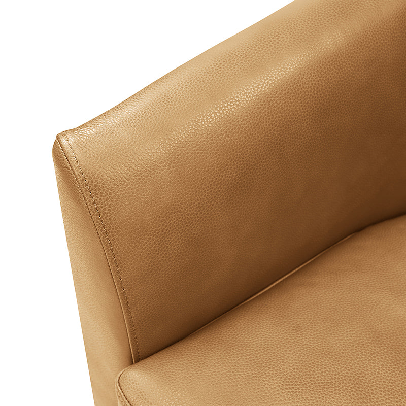 Fauteuil pivotant en cuir véritable avec accoudoirs encastrés et base en bois massif | Marron / Sauge / Camel | Monoplace