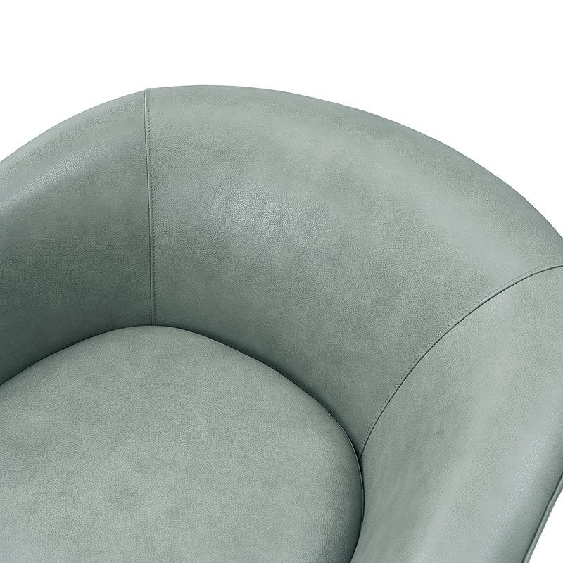 Fauteuil pivotant en cuir véritable avec accoudoirs encastrés et base en bois massif | Marron / Sauge / Camel | Monoplace
