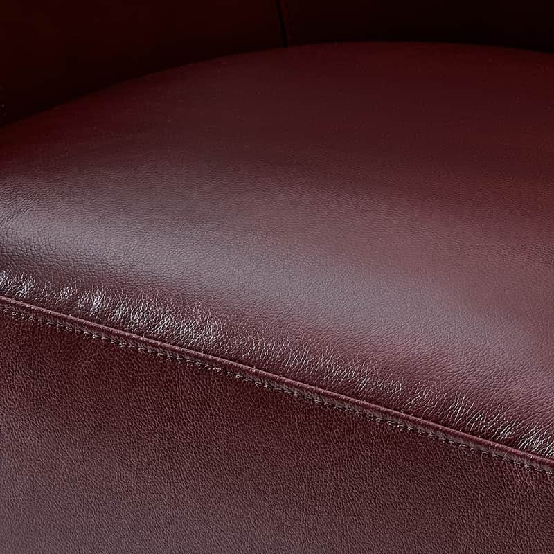 Fauteuil pivotant en cuir véritable avec base en bois massif et accoudoirs encastrés | Bordeaux / Marron / Camel | Monoplace